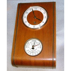 Pendule Manufrance en bois avec baromètre/thermomètre
