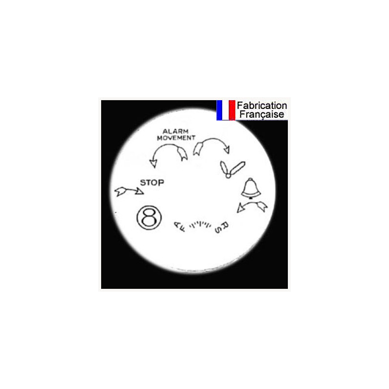 Transfert sérigraphie pour cloche de réveil Uti 8 jours calibre 8A250 version 2.