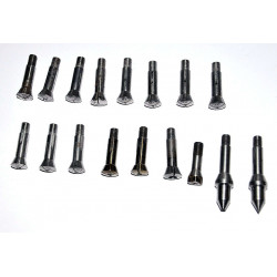 Lot de 17 pinces américaines d'occasion pour tour 6,5mm.