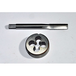 Taraud et filière pour tour horloger 8mm.