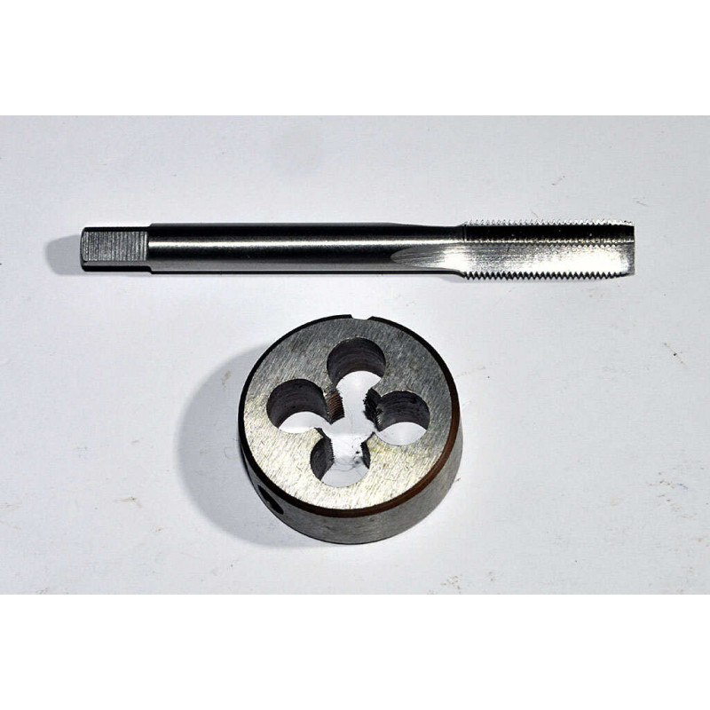 Taraud et filière pour tour horloger 8mm.