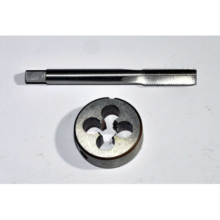 Taraud et filière pour tour horloger 8mm.