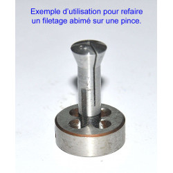 Taraud et filière pour tour horloger 8mm.