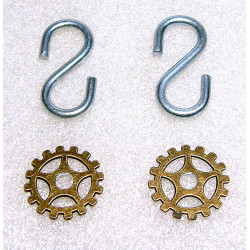 Lot de 2 crochets et rondelles fantaisie en forme de roue dentée pour horloge Comtoise