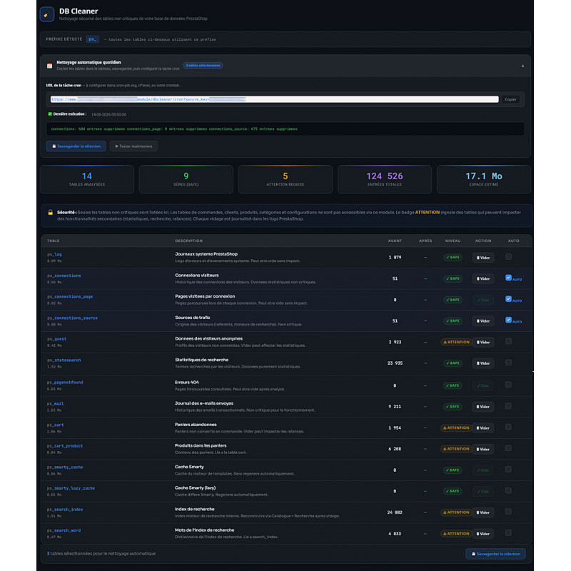 plugin Nettoyage auto BDD