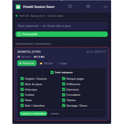 Extension Vivaldi sauvegarde configuration