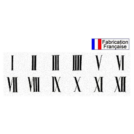 Transfert sérigraphie jeu de chiffres romains pour cadran.