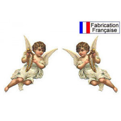 Transfert sérigraphie 2 anges pour décoration pendule.