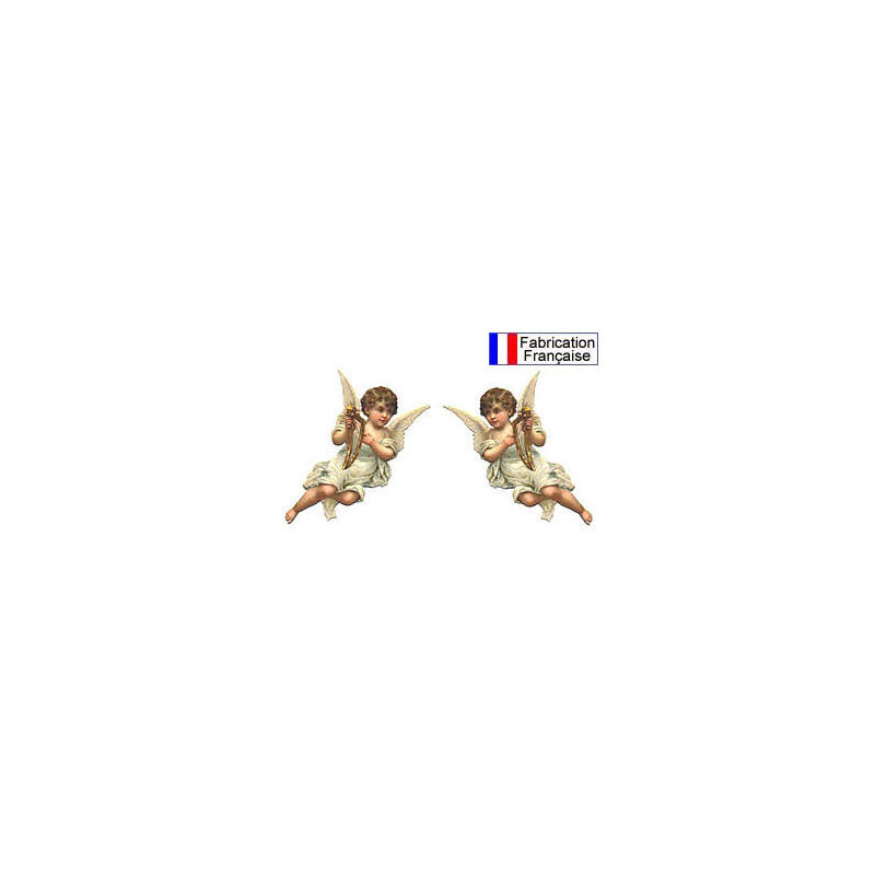 Transfert sérigraphie 2 anges pour décoration pendule.