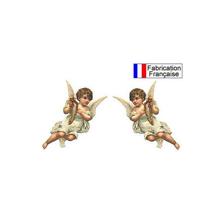 Transfert sérigraphie 2 anges pour décoration pendule.