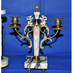 Pendule 1900 signée Marcel Corpet avec ses chandeliers