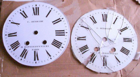 Restauration de cadran de pendule oeil de boeuf